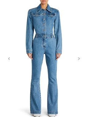 SER.O.YA Light Blue Denim Jumpsuit with Flared Legs